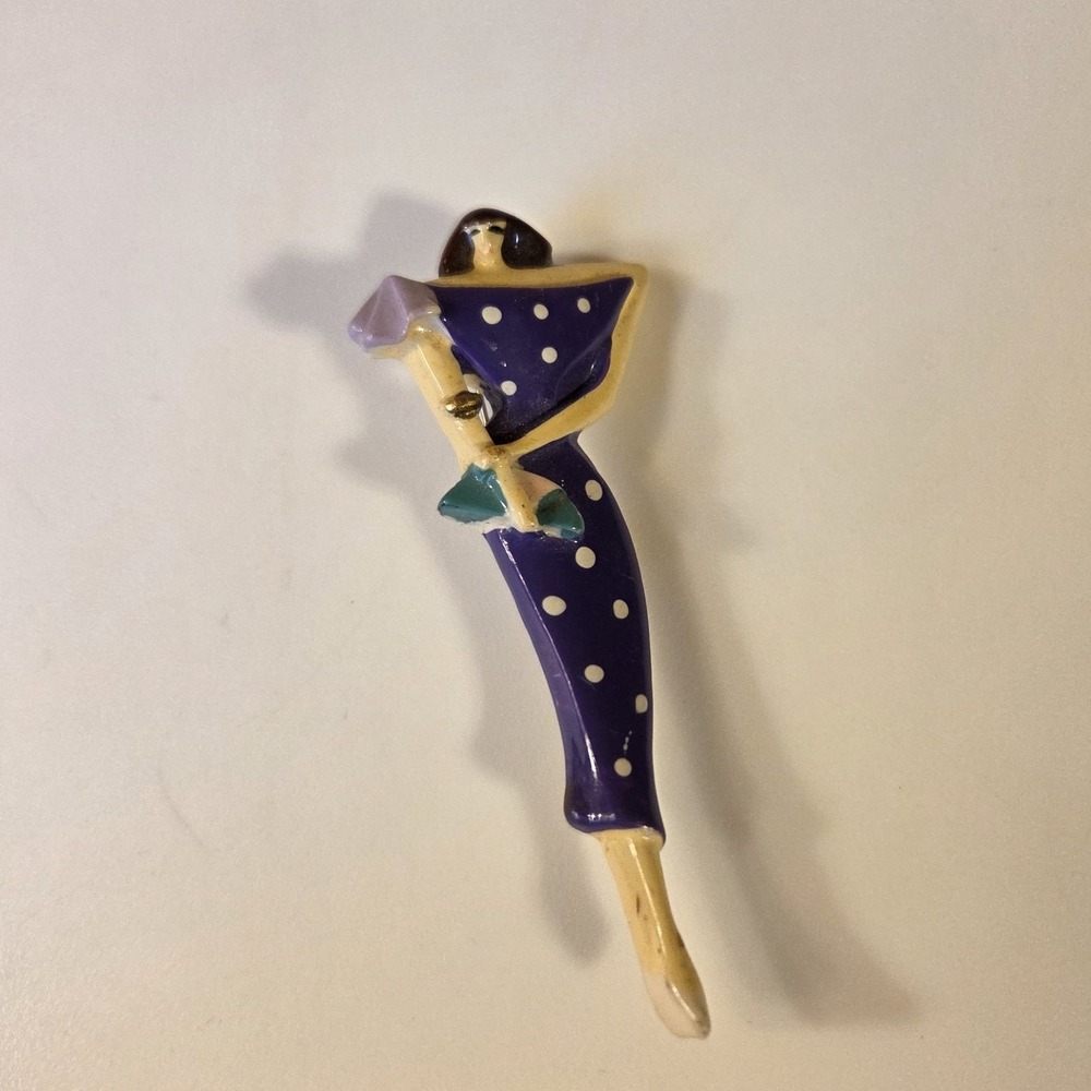 Vintage Unsigned 1980's Woman Lady Fashion‎ 5th Avenue Brooch Pin